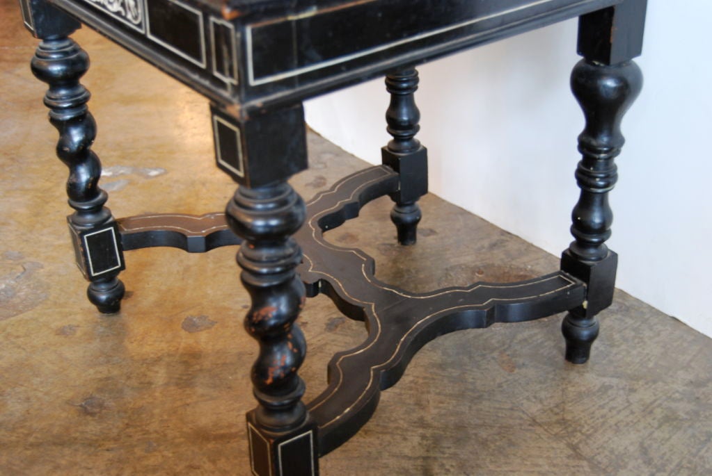 Wood Ebony Renaissance Revival chair with Ivory Inlay