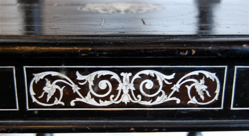 Ebony Renaissance Revival chair with Ivory Inlay 1