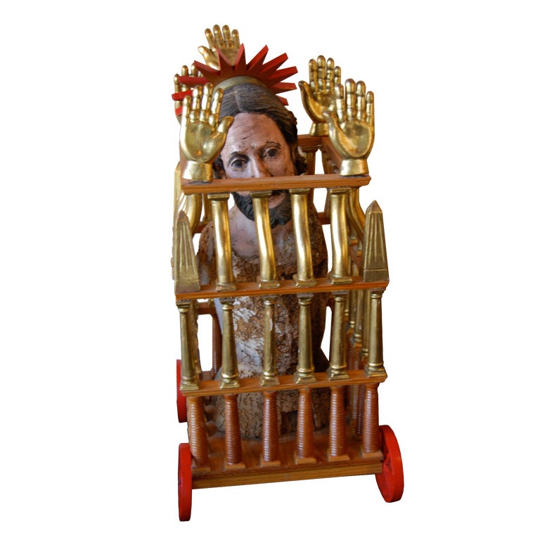 Pedro Friedeberg Sculpture of a Caged Saint