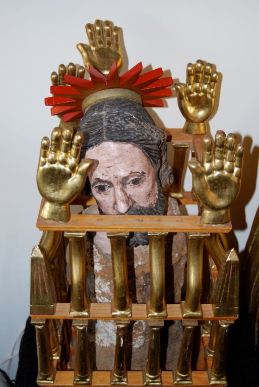 Mexican Pedro Friedeberg Sculpture of a Caged Saint