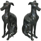 Vintage Bronze Whippet Fire Dogs