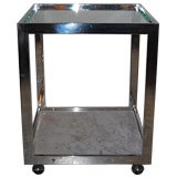 Pace Polished Chrome, Glass, and Marble Barcart
