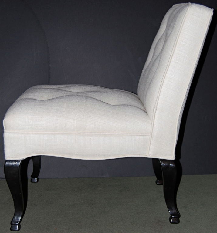 American Pair of Classic Slipper Chairs in Tussah Silk For Sale