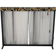 Felmore Fire Screen with Glass Tile Mosaic Trim Vintage Felmore Fire Screen with Glass Tile Mosaic Trim