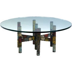 Paul Evans Multi Colored  Sculpted Steel Table