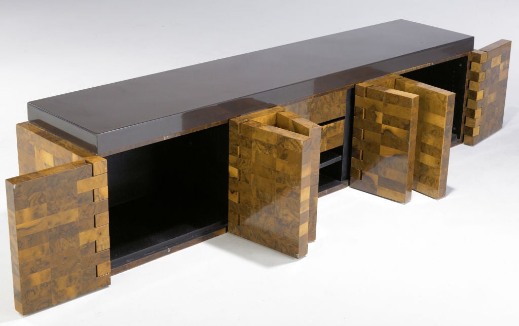 Spectacular Paul Evans Olive Burl Wall Hanging Credenza