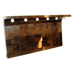 Custom Paul Evans Gunmetal "Cityscape" King Size Headboard