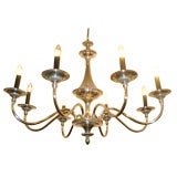 French 1940's Neoclassical Style Silver Plate Chandelier