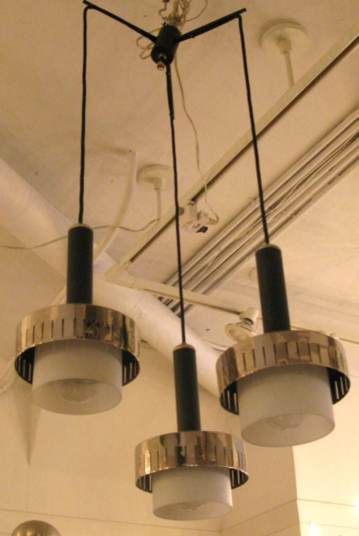 Italian Mid-Century Modern 3-Light Pendant Fixture