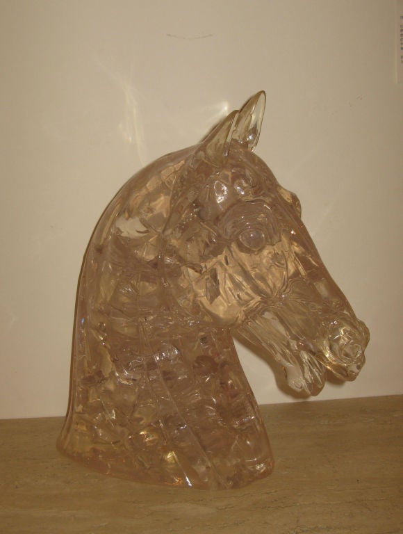 Tinted Lucite Sculpture of classic equestrian head.