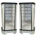 #4232 Pair of Mirrored Bed Side Cabinets