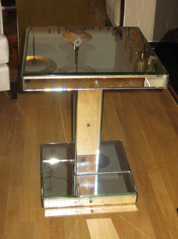 #4026 Geometric Mirrored Side Table