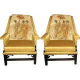 Pair of American 1950's 'Asian Dynasty' Style Arm Chairs