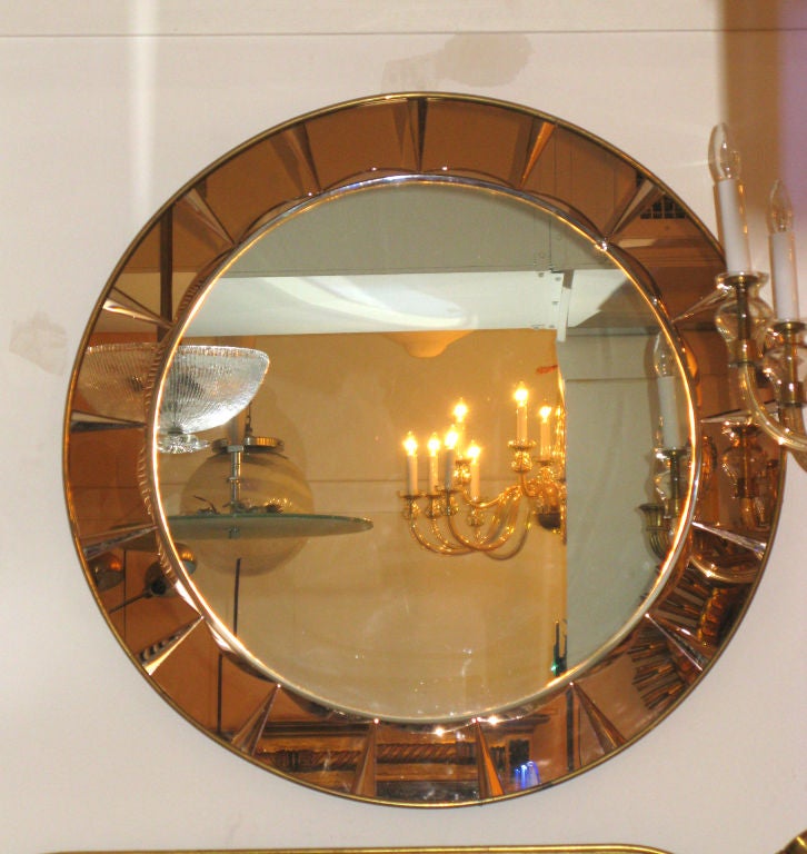 Round Italian Mirror by "Crystal Art", 1950's