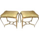 French 1940's Gilt Metal Stools in the style of 'Rene Drouet'.