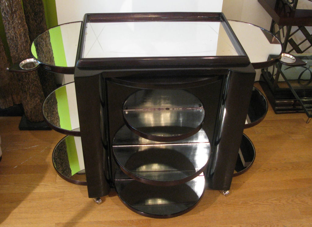Unique French 1960's Rolling Mirrored Bar/Cart