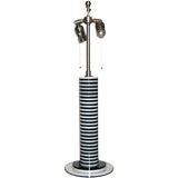 A Single Cylindrical Black and White Perspex Table Lamp.