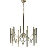 A  chrome chandelier by Gaetano Sciolari