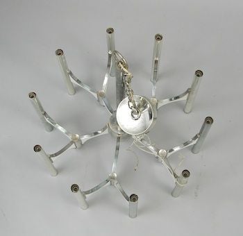A  chrome chandelier by Gaetano Sciolari