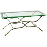 A steel and brass coffee table attr Maison Jansen