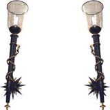 A stunning pair of french 1940's bronze and glass wall sconces