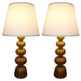 A pair of 1940's Italian Murano glass spheres lamp