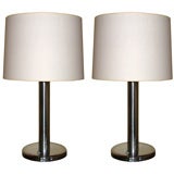A pair of tubular french chrome lamp