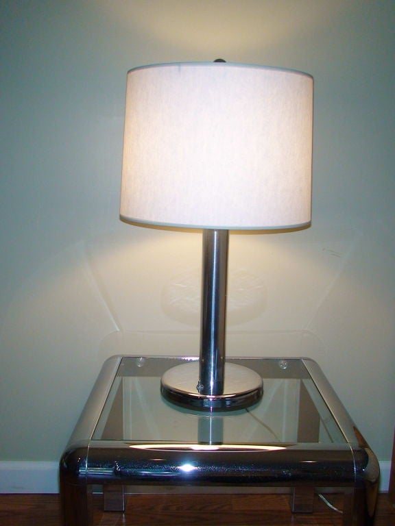 A pair of tubular french chrome lamp
