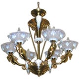 An exceptional SABINO glass chandelier with sea horse