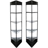 A Bold Pair of French Industrial Triangular-Form Iron Shelves