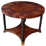 An Unusual Swedish Art Deco Rosewood and Amboyna Veneered Circular Center Table
