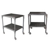 Antique A Sturdy Pair of American Industrial Iron & Steel 2-Tiered Carts