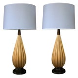 A Striking Pair of Italian 1960
s Ribbed Gilt-Porcelain Lamps Vintage A Striking Pair of Italian 1960
s Ribbed Gilt-Porcelain Lamps