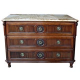 A Handsome German Neoclassical Walnut 3-Drawer Chest
