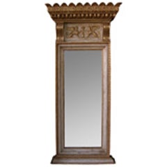 A Regal and Boldly-Scaled Swedish Egyptian Revival Ivory Painted & Parcel-Gilt Pier Mirror 1