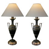 Antique Classically Inspired Pair of French Napoleon III Urn-Form Lamps