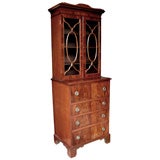A Handsome English George II Style Mahogany Secretaire Bookcase
