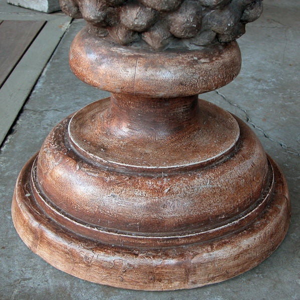 Unusual & Massive Pair of French Concrete Pinecone-Form Finials 1