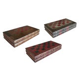 Antique A Handsome Set of 3 English Victorian Leather Bound Game  Boxes