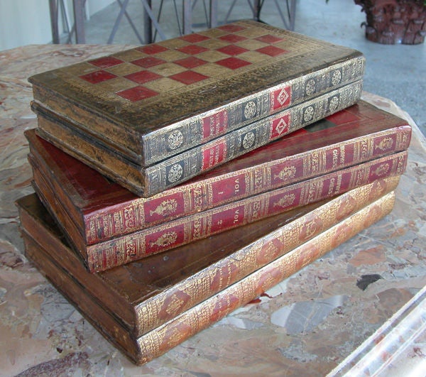A Handsome Set of 3 English Victorian Leather Bound Game Boxes