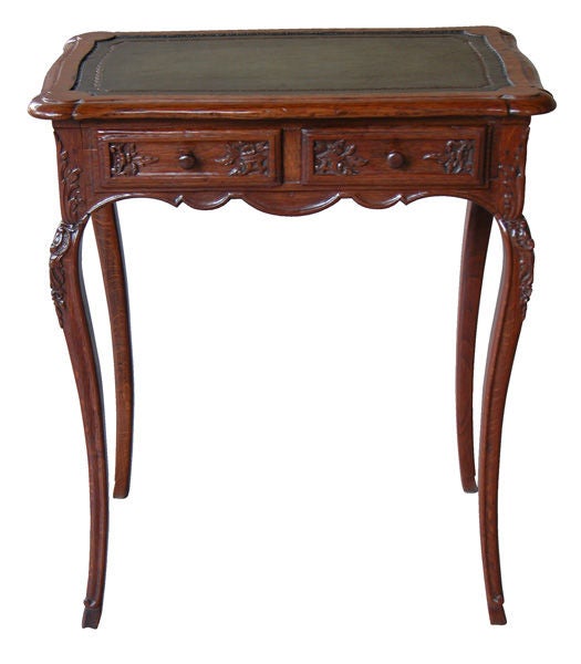 Diminutive & Well-Carved French Rococo Oak Single-Drawer Table