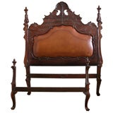 Antique A Rare & Exceptional Portuguese Colonial Carved Rosewood Bed with Head and Footboard