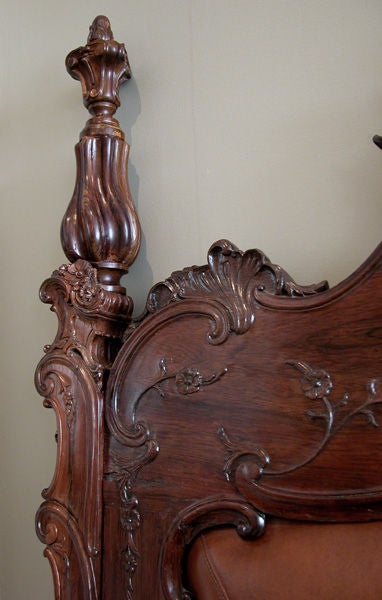 18th Century and Earlier A Rare & Exceptional Portuguese Colonial Carved Rosewood Bed with Head and Footboard