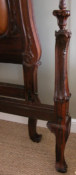 A Rare & Exceptional Portuguese Colonial Carved Rosewood Bed with Head and Footboard 1