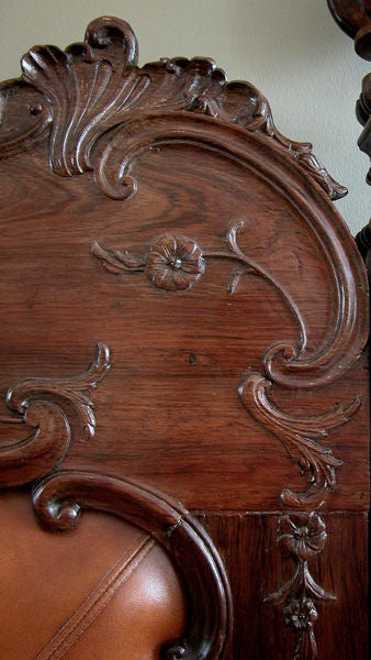 A Rare & Exceptional Portuguese Colonial Carved Rosewood Bed with Head and Footboard 3