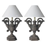A Boldly-Scaled Pair of Italian Baroque Style Faux Stone Lamps