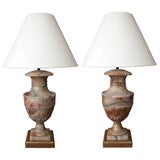 An Impressive Pair of Italian Neoclassical Style Alabaster Lamps
