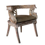 Antique An Italian Empire Painted & Parcel Gilt Barrel-Back Armchair