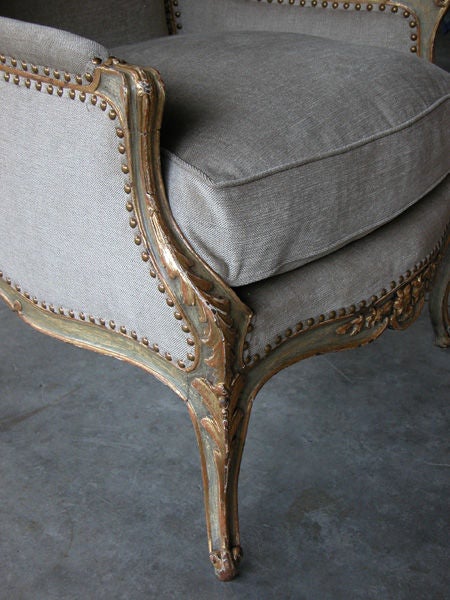 Graceful French Rococo Style Celadon Painted Confessional Chair 1