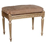 An Elegant French Louis XVI Style Giltwood Rectangular Bench